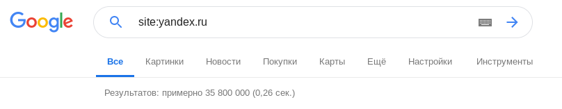 скрииншот поисковой строки google
