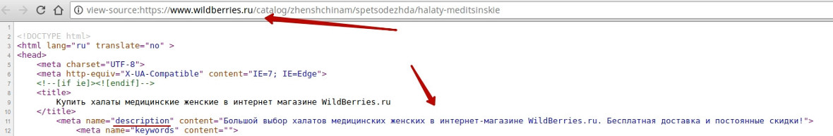 Пример description на сайте
